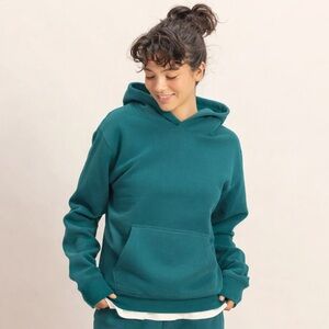 NEW Double Zero Deep Green Essential Hoodie Cozy Kangaroo Pocket Pullover Small